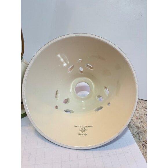 Lenox Holiday Gatherings Ceramic Hurricane Lamp With Holly & Berry Design - Picture 9 of 9